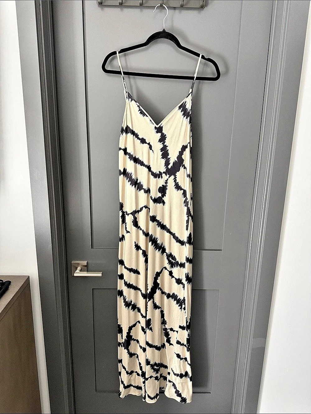 All Saints Tie-Dye Maxi Dress in Cream & Black Size Large